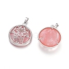 Cherry Quartz Glass Pendants G-L512-J21-2