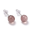 Crackle Round Strawberry Quartz Dainty Stud Earrings for Girl Women EJEW-M202-04A-1
