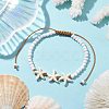 Starfish Synthetic Turquoise & Glass Seed Braided Bead Bracelets BJEW-JB10312-03-2