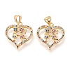 Brass Micro Pave Clear Cubic Zirconia Pendants ZIRC-L096-33G-1