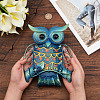 Iron & Glass Owl Wall Decorations AJEW-WH0042-68-3