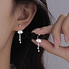 999 Sterling Silver Flower Ear Plug Gauges EJEW-P296-09S-3