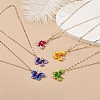 5Pcs 5 Colors Glass Seed Braided Butterfly Pendant Necklaces Set NJEW-JN04046-2