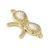 Rack Plating Brass Micro Pave Clear Cubic Zirconia Bowknot Connector Charms KK-C052-38G-2