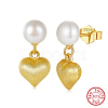 925 Sterling Silver Heart Dangle Stud Earrings EJEW-Z041-17G-1