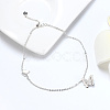 925 Sterling Silver Cable Chain Anklet AJEW-Z029-01P-2