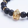 Natural Lava Rock Beaded Stretch Bracelets BJEW-P072-E02-2