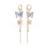 Glass Butterfly Dangle Hoop Earrings with Clear Cubic Zirconia EJEW-TA00153-01-2