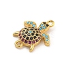 Tortoise Rack Plating Brass Micro Pave Cubic Zirconia Pendants KK-G513-11G-2