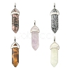 5Pcs 5 Styles Natural Mixed Gemstone Double Terminated Pointed Pendants G-YW0001-45-1
