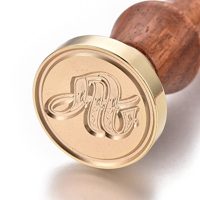 Brass Retro Initials Wax Sealing Stamp AJEW-F046-03S-1