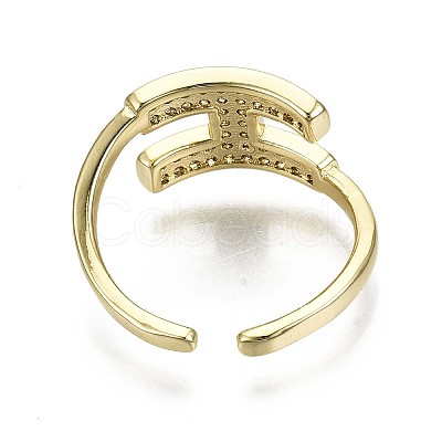 Brass Micro Pave Clear Cubic Zirconia Cuff Rings RJEW-S044-114-NF-1