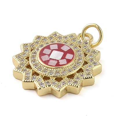 Brass Micro Pave Clear Cubic Zirconia Pendants KK-Q813-01G-1