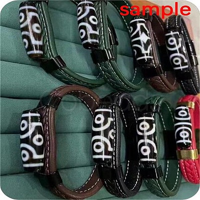 Leather Cord Bracelets BJEW-M406-02G-1