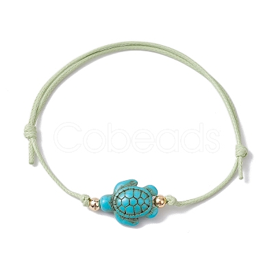 Synthetic Turquoise Turtle Braided Bead Bracelet BJEW-JB11086-01-1