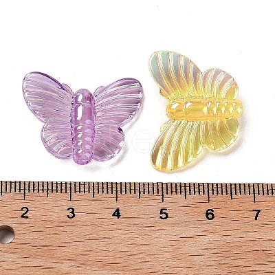 UV Plating Rainbow Iridescent Acrylic Beads OACR-F009-04-1