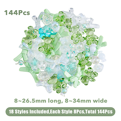 SUPERFINDINGS 144Pcs 18 Style Acrylic Beads FIND-FH0006-48-1