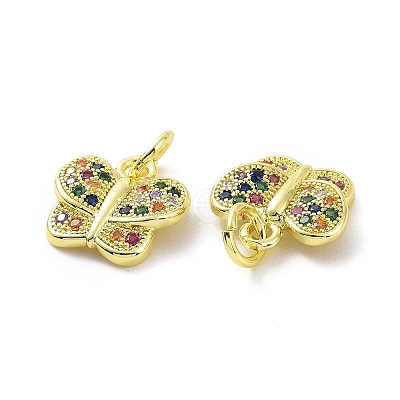 Brass Micro Pave Colorful Cubic Zirconia Charms KK-E068-VF092-1