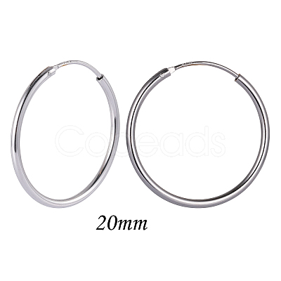 Rhodium Plated 925 Sterling Silver Hoop Earrings Endless Unisex Small Hoop Earrings 20mm Gold Plating Huggie Hoop Earrings for Women Men JE1076A-03-1