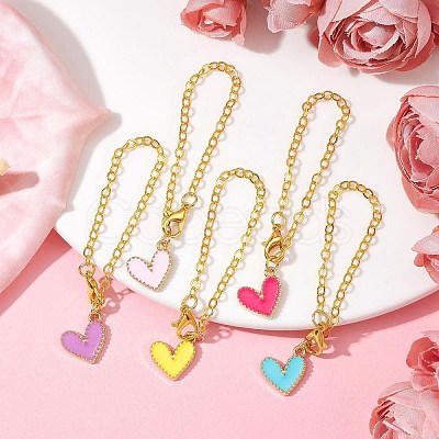 Heart Alloy Enamel Pendant Decoration HJEW-JM01459-1