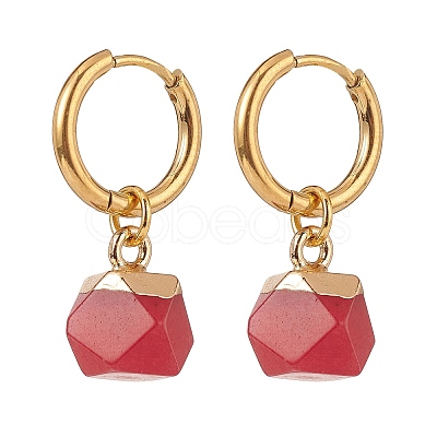 Gemstone Polygon Dangle Earrings EJEW-JE05106-1