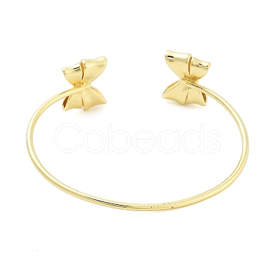 Brass Bowknot Cuff Bangles for Women BJEW-Z072-03G-01-1