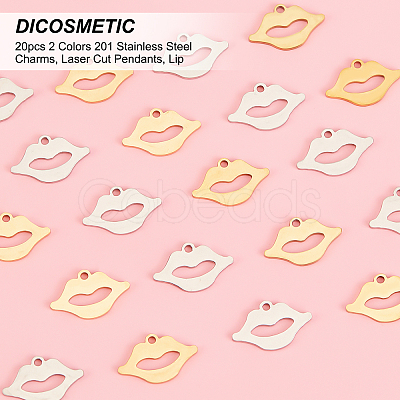 DICOSMETIC 20pcs 2 Colors 201 Stainless Steel Charms STAS-DC0009-26-1