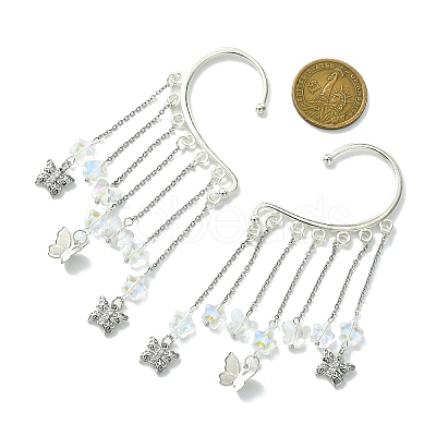 Brass Star & Glass Star Tassel Earrings EJEW-JE06002-1