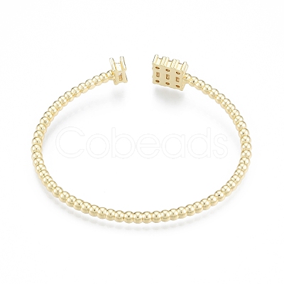 Brass Micro Pave Cubic Zirconia Cuff Bangles BJEW-P276-02G-1