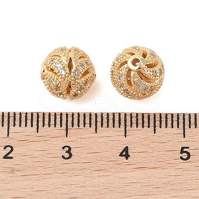 Brass Micro Pave Clear Cubic Zirconia Beads KK-B100-025G-1