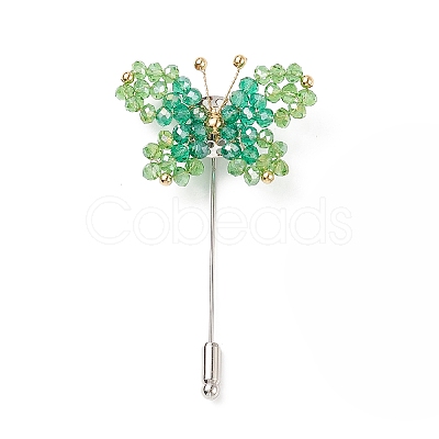 Glass Braided Bead Butterfly Lapel Pin JEWB-TA00005-1