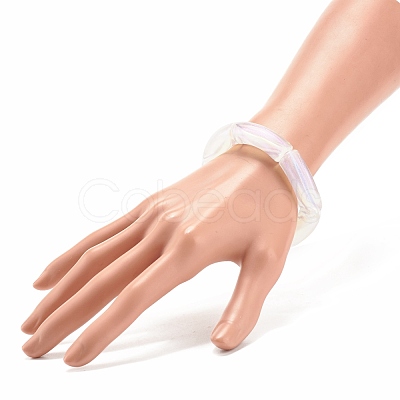 Acrylic Curved Tube Chunky Stretch Bracelet for Women BJEW-JB08124-1