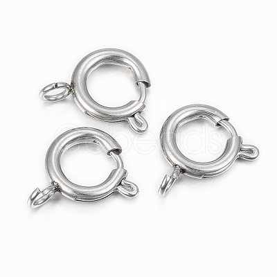 Non-Tarnish 304 Stainless Steel Smooth Surface Spring Ring Clasps X-STAS-H396-C-02P-1