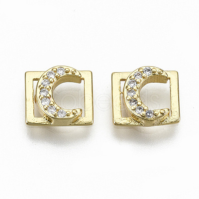 Brass Micro Pave Clear Cubic Zirconia Cabochons KK-S061-50G-NR-1