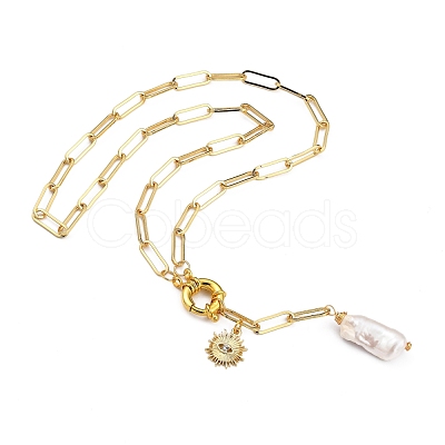 Natural Baroque Pearl Keshi Pearl Lariat Necklaces NJEW-JN03042-01-1