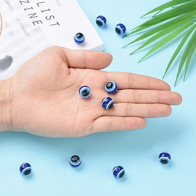 Round Evil Eye Resin Beads X-RESI-R159-12mm-08-1