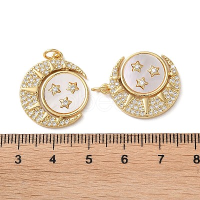 Brass Micro Pave Clear Cubic Zirconia Pendants KK-B083-36A-G-1