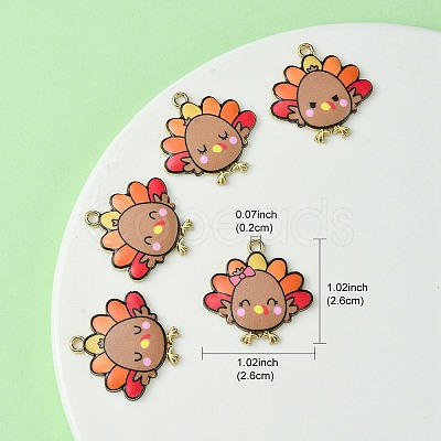 10Pcs 5 Style Cute Printed Alloy Pendants ENAM-YW0003-46A-1