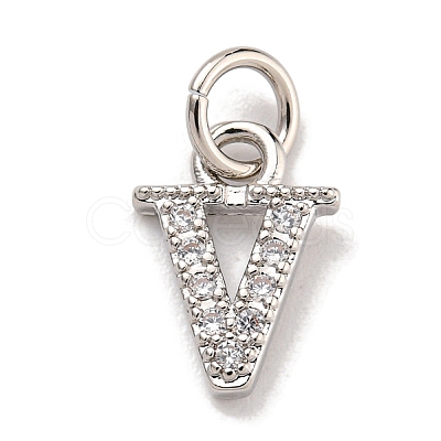 Initial Letter Brass with Cubic Zirconia Charms KK-Q814-26V-P-1