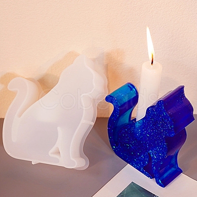 Lovely Cat Shape Candlestick Silhouette Silicone Molds SIMO-C010-01D-1