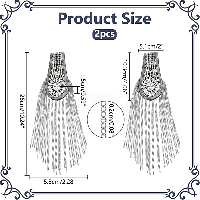 Fashion Iron Chain Tassel Epaulettes AJEW-WH0419-16P-1