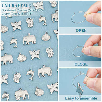 Unicraftale DIY Animal Pendant Wine Glass Charm Tags Making Kit DIY-UN0003-26-1