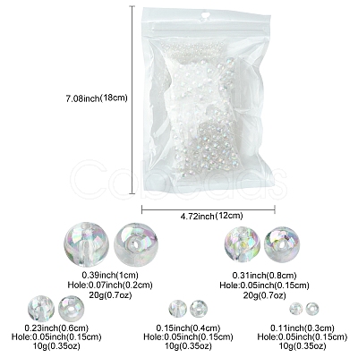 800Pcs 5 Sizes Eco-Friendly Transparent Acrylic Beads TACR-FS0001-21-1