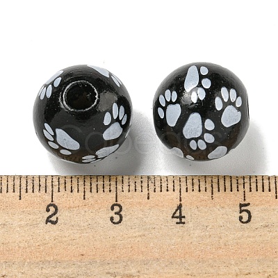 Printed Wood European Beads WOOD-G022-09D-1