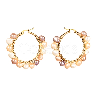 Vintage Natural Pearl Beads Earrings for Girl Women EJEW-JE04643-03-1