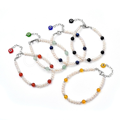 Natural Gemstone Beaded Bracelets BJEW-JB05313-1