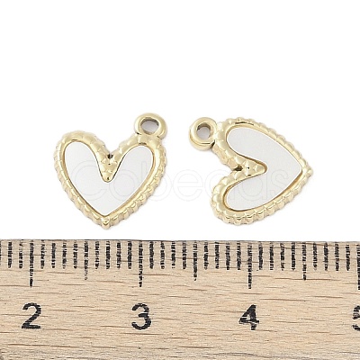 304 Stainless Steel Pave Shell Heart Charms STAS-L022-403G-1