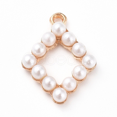 Plastic Imitation Pearl Pendants PALLOY-WH0068-33G-1