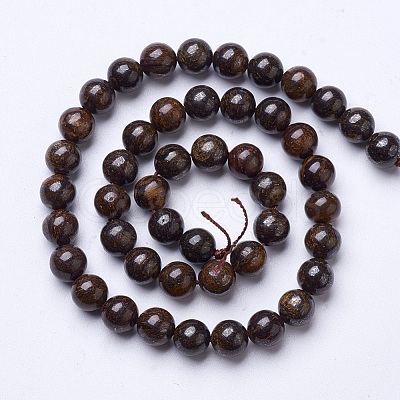 Natural Bronzite Beads Strands G-D855-12-8mm-1