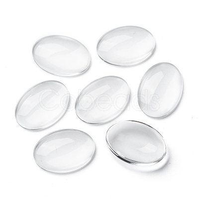 Transparent Oval Glass Cabochons X-GGLA-R022-25x18-1